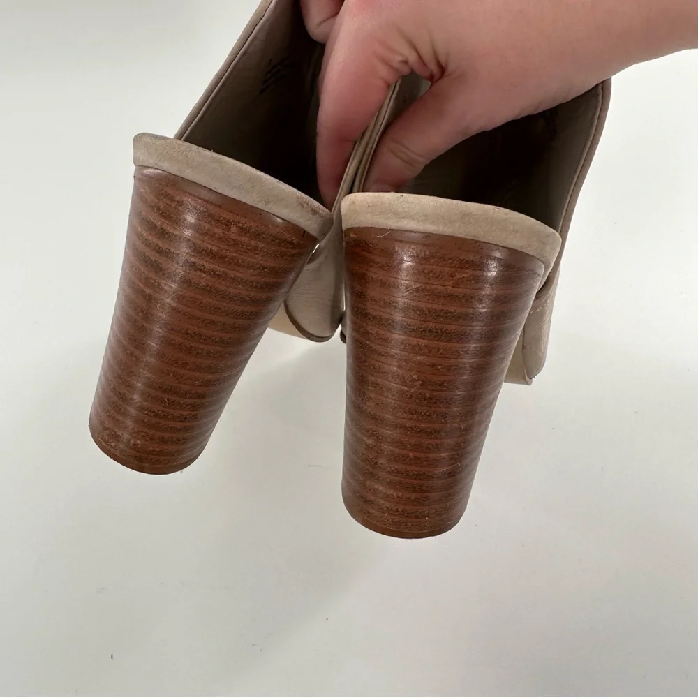 Sbicch womens ankle booties size 9 beige nubuck leather slip on mules